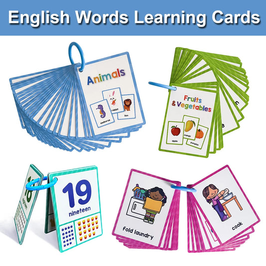 Flashcards Montessori Kids English Words Learning Early Educational Cards