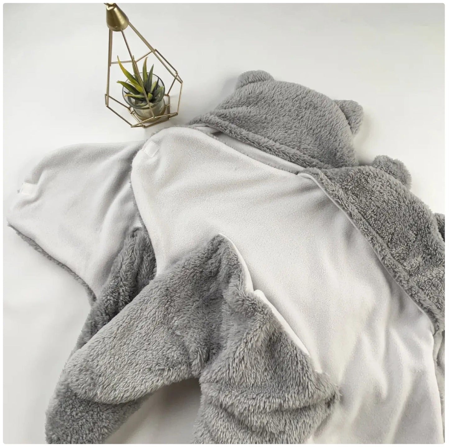Infant Plush Bear-Hood Cozy Wrap