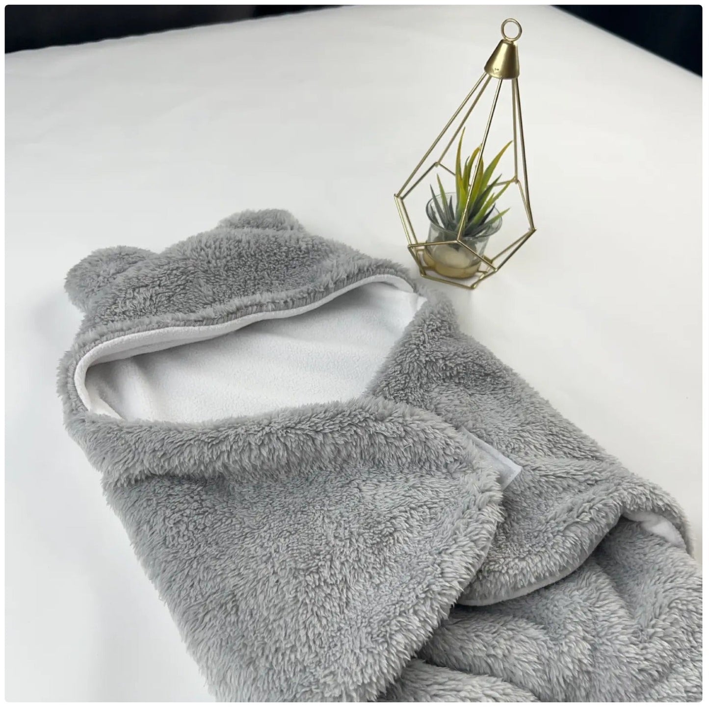 Infant Plush Bear-Hood Cozy Wrap