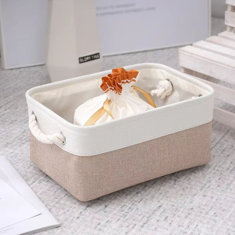 Foldable Multifunctional Linen Storage Basket with Handles