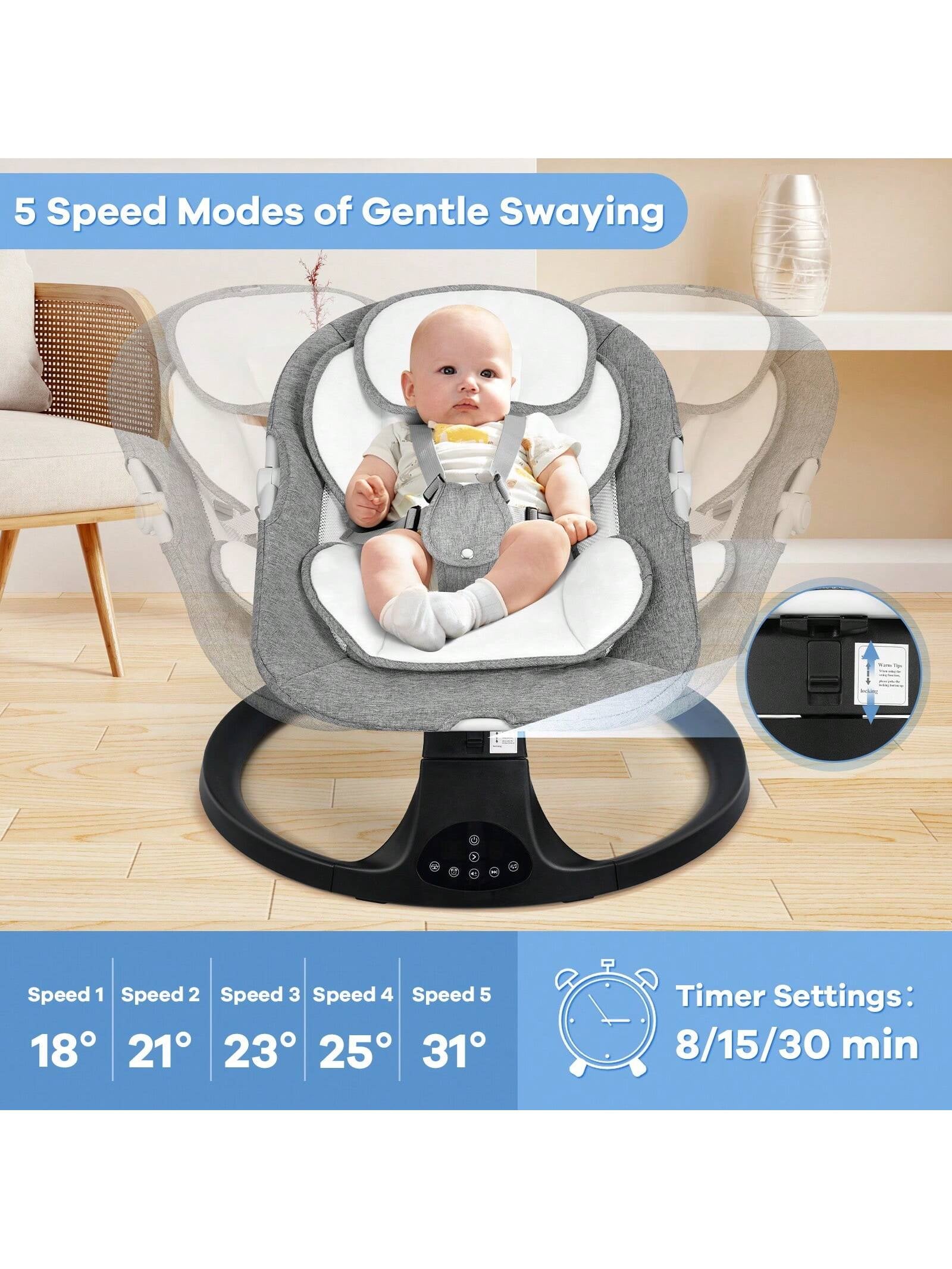 Electric Baby Swing Chair (5 Gentle Swing Speeds, 10 Soothing Lullabies)