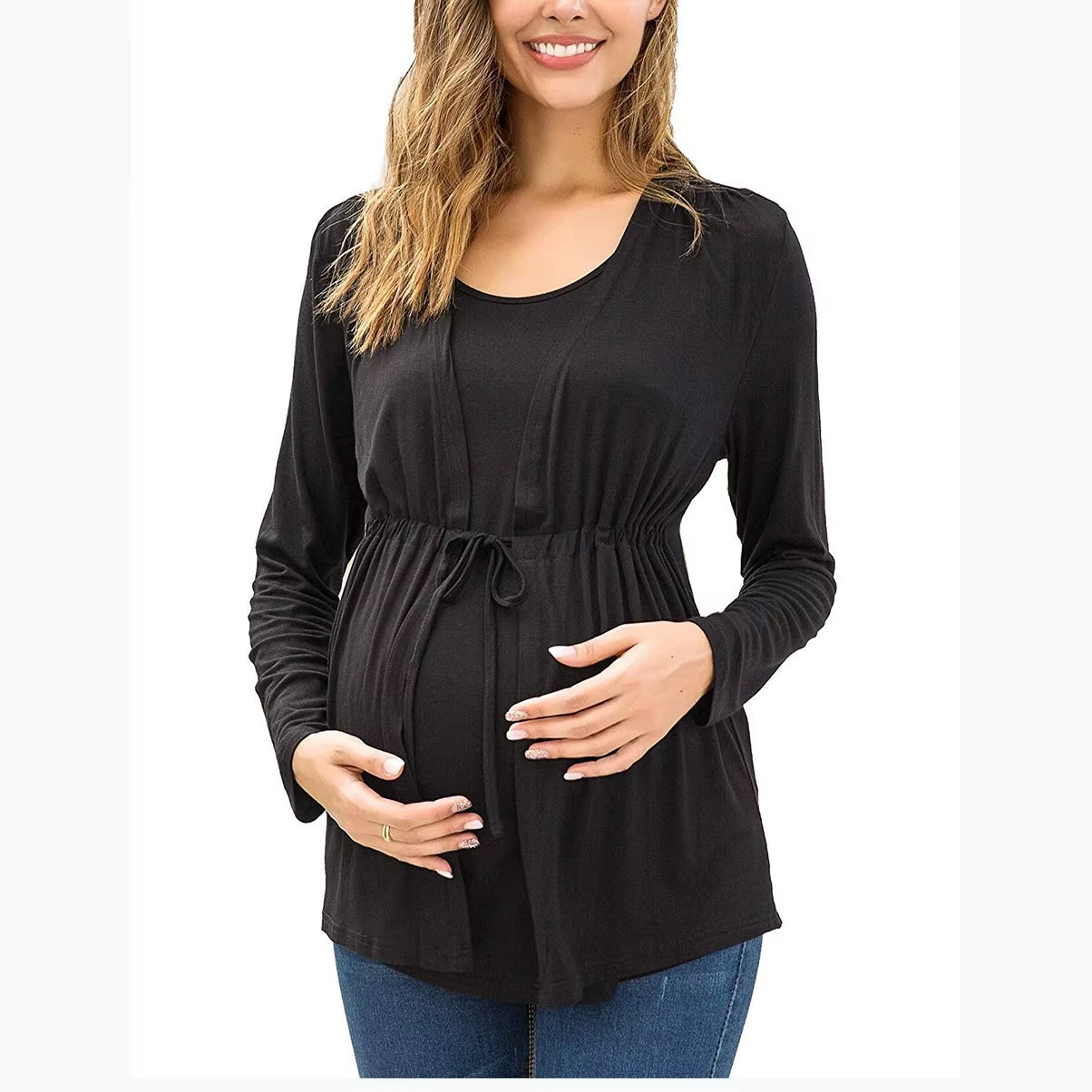 Autumn Winter Long Sleeve round Neck Breastfeeding Women's Top