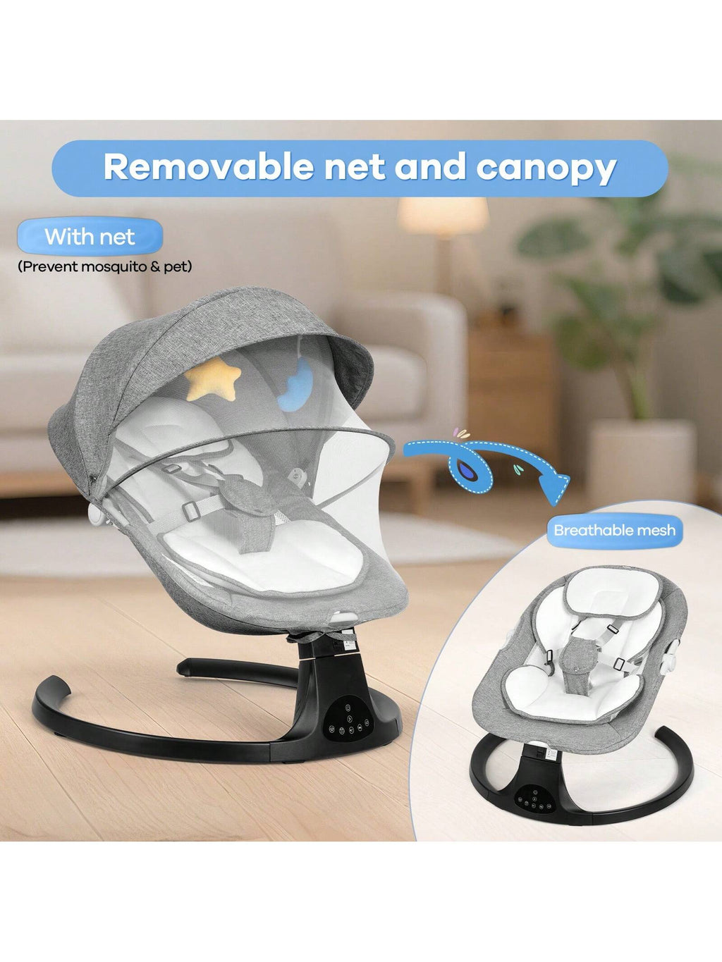Electric Baby Swing Chair (5 Gentle Swing Speeds, 10 Soothing Lullabies)