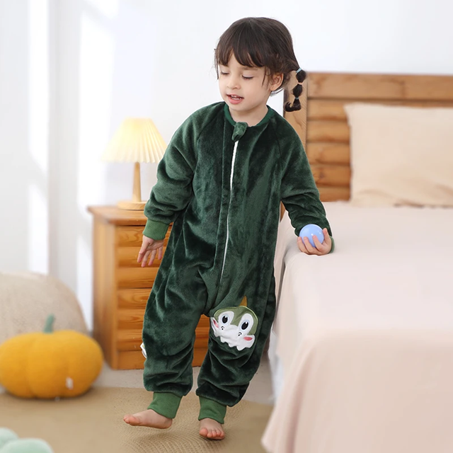 Cartoon Flannel Baby Sleeping Bag with Sleeves
