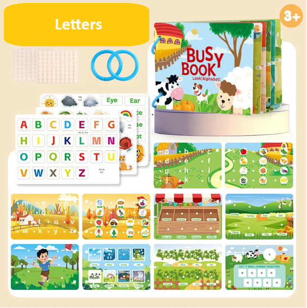 Busy Book for Toddlers Ages 2-6 Preschool Learning Activity Animals Letters Numbers