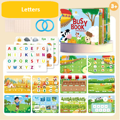 Busy Book for Toddlers Ages 2-6 Preschool Learning Activity Animals Letters Numbers