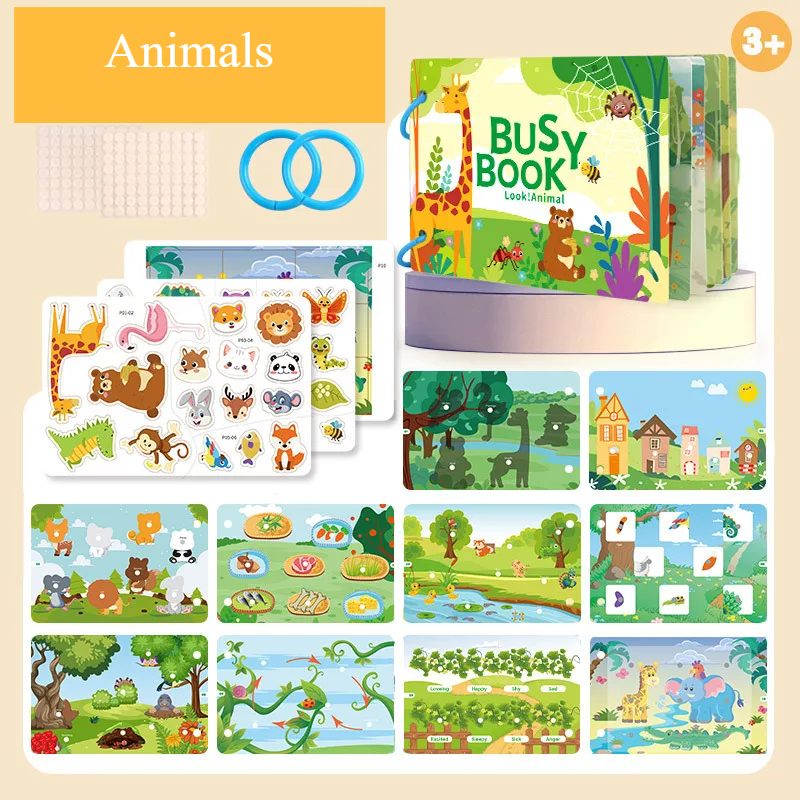 Busy Book for Toddlers Ages 2-6 Preschool Learning Activity Animals Letters Numbers