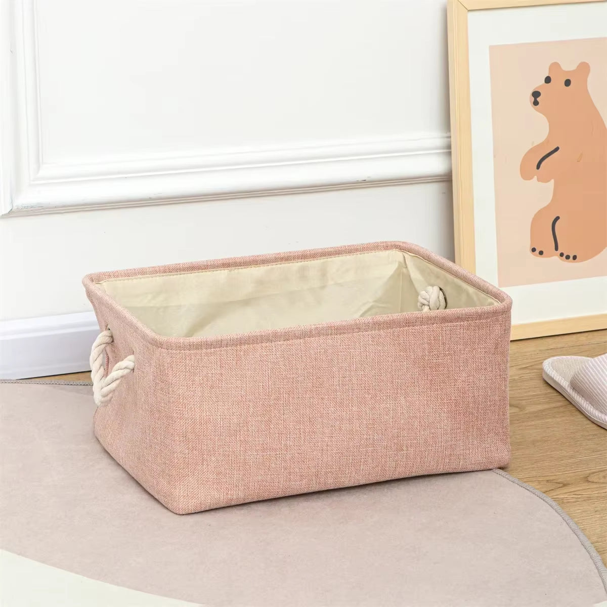 Foldable Multifunctional Linen Storage Basket with Handles