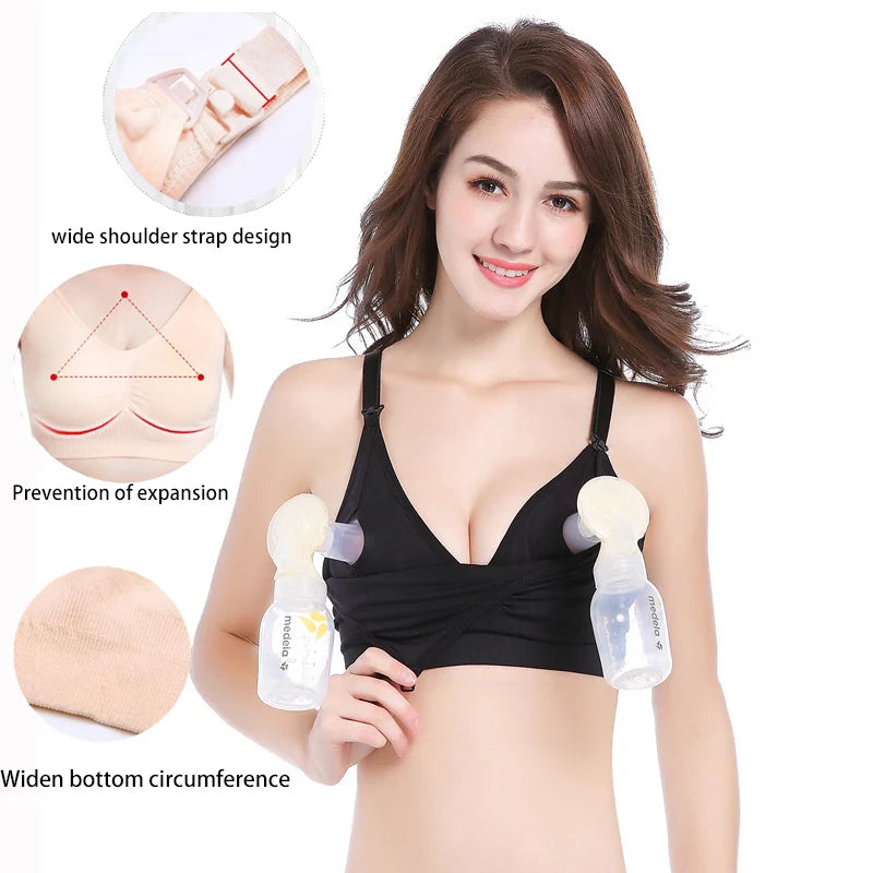 Hands-Free Pumping Nursing Bra – Seamless Maternity Breastfeeding Support Bra