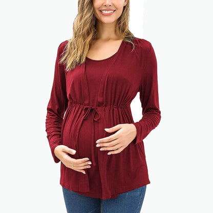 Autumn Winter Long Sleeve round Neck Breastfeeding Women's Top