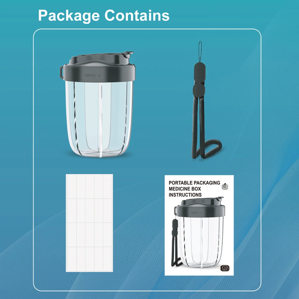 7 Grids Large Pill Cup Bottle Organizer Supplement Organizer 