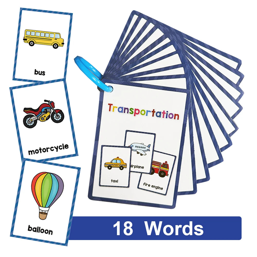 Flashcards Montessori Kids English Words Learning  Early Educational Cards