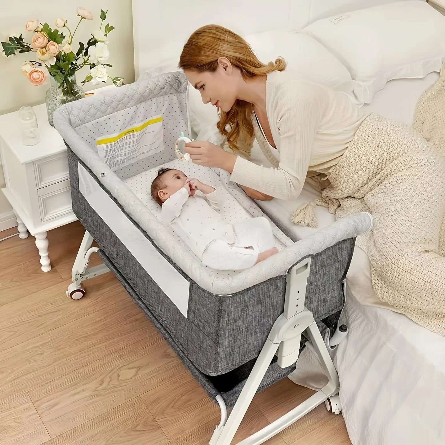3-in-1 Baby Bassinet with Wheels – Bedside Sleeper & Crib