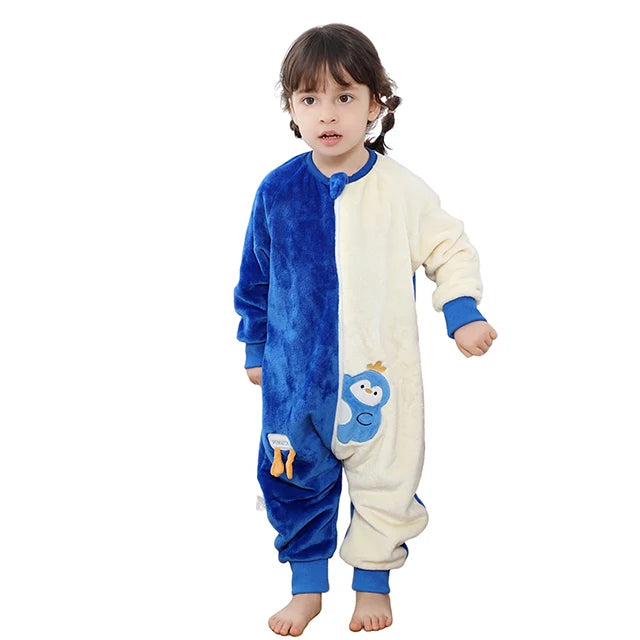Cartoon Flannel Baby Sleeping Bag with Sleeves