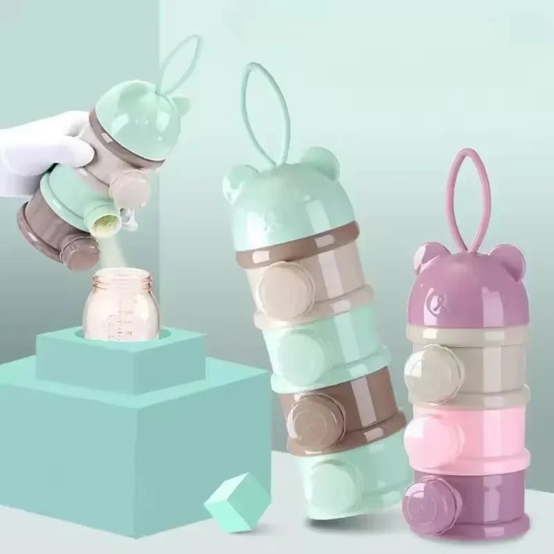 Portable 3/4-Layer Milk Powder Dispenser Airtight Baby Formula & Snack Storage Container