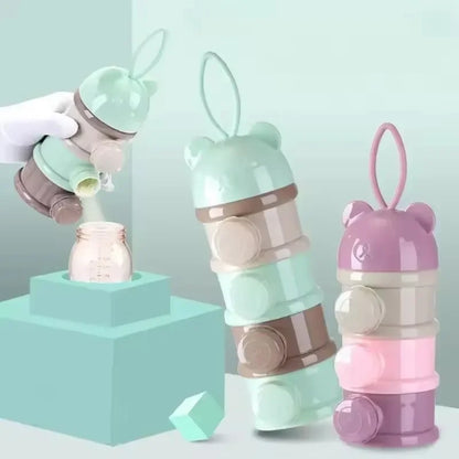 Portable 3/4-Layer Milk Powder Dispenser Airtight Baby Formula & Snack Storage Container