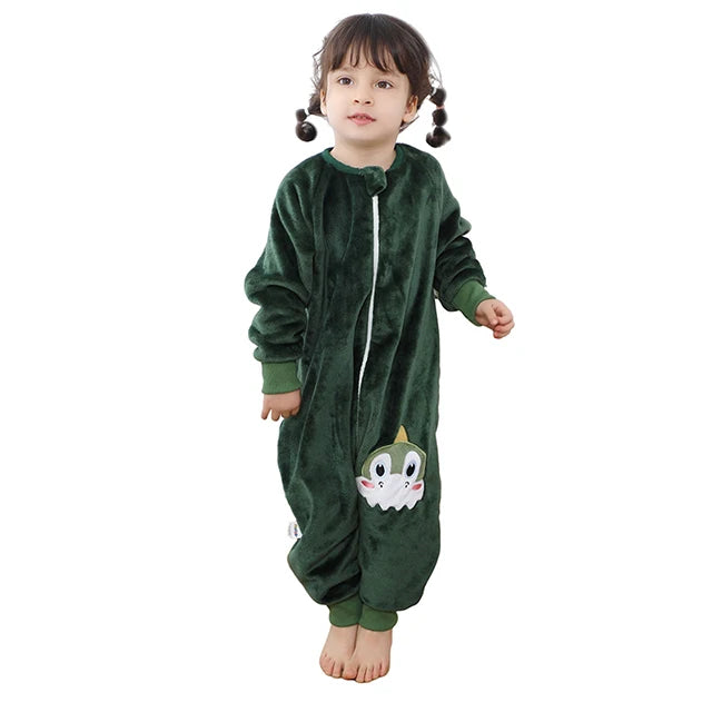 Cartoon Flannel Baby Sleeping Bag with Sleeves