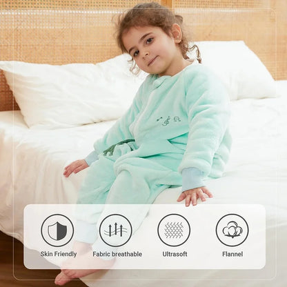 Cartoon Flannel Baby Sleeping Bag with Sleeves