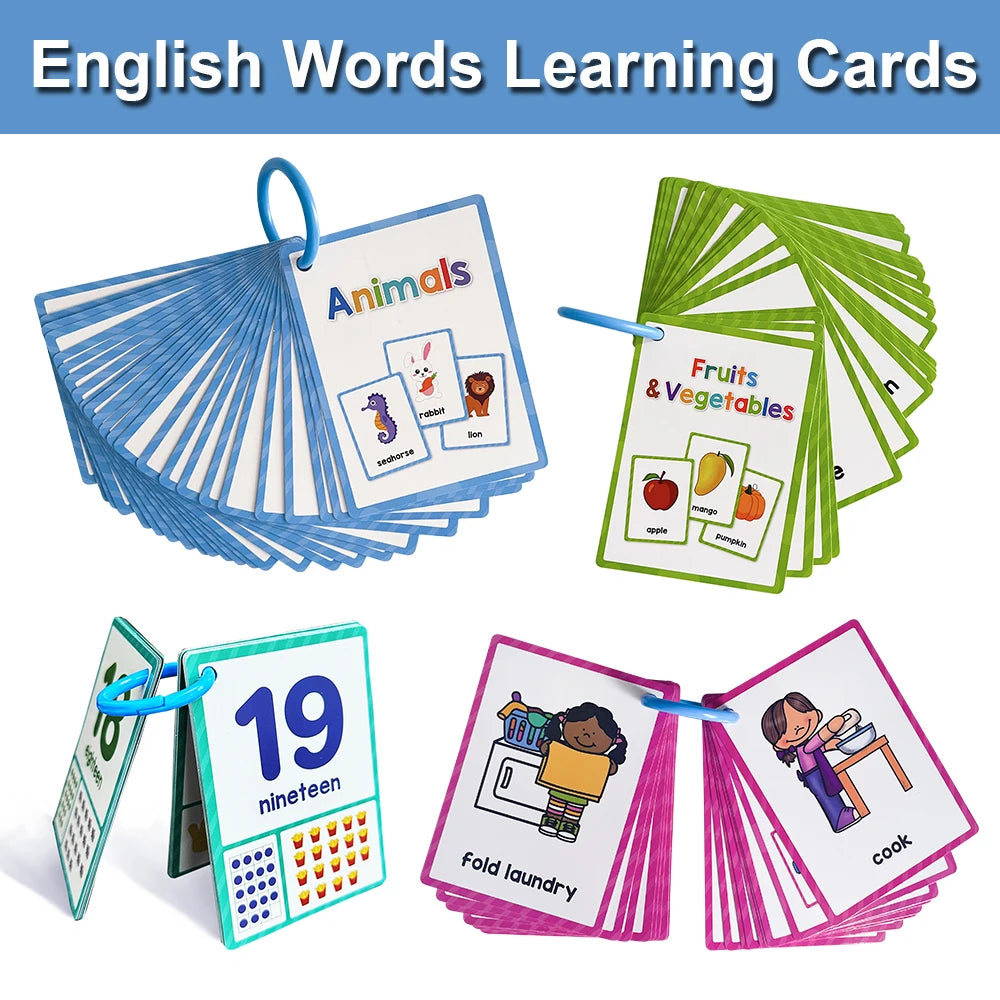 Flashcards Montessori Kids English Words Learning  Early Educational Cards