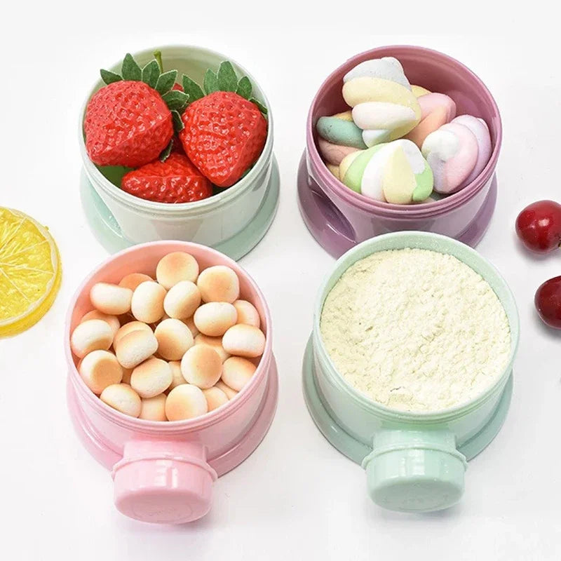 Portable 3/4-Layer Milk Powder Dispenser Airtight Baby Formula & Snack Storage Container