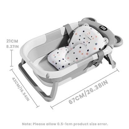 Foldable Baby Bathtub with Smart Thermometer & Cushion