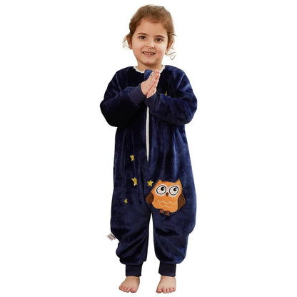 Cartoon Flannel Baby Sleeping Bag with Sleeves