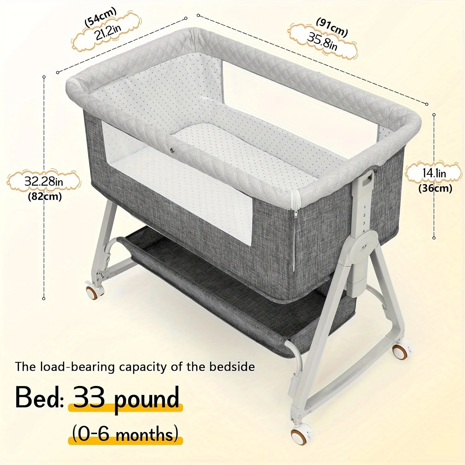 3-in-1 Baby Bassinet with Wheels – Bedside Sleeper & Crib