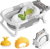 Foldable Bathtub for Baby with Thermometer Shower Cap Shower Brush