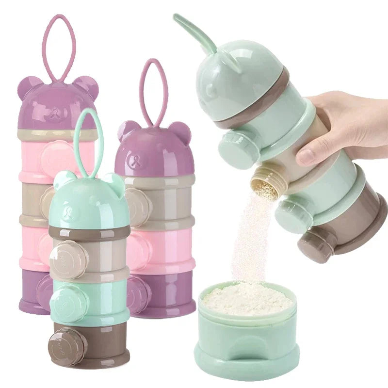 Portable 3/4-Layer Milk Powder Dispenser Airtight Baby Formula & Snack Storage Container