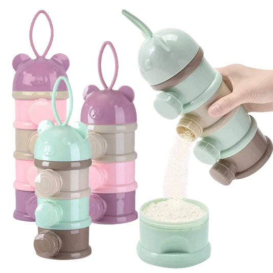Portable 3/4-Layer Milk Powder Dispenser Airtight Baby Formula & Snack Storage Container