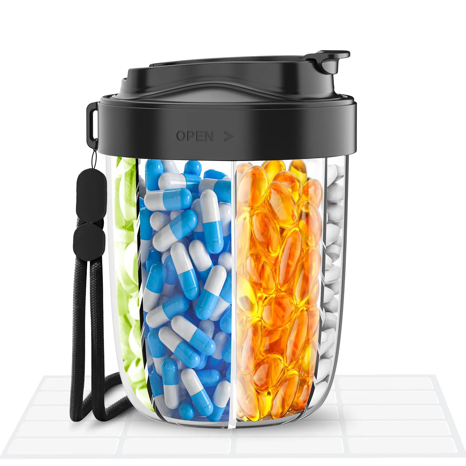 7 Grids Large Pill Cup Bottle Organizer Supplement Organizer 