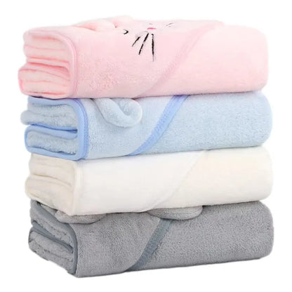 Coral Fleece  Baby Hooded Absorbent Bath Towel