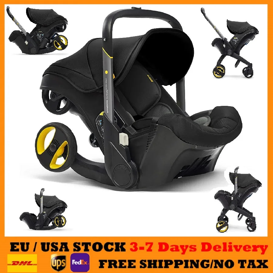 Premium 4 in 1 Convertible Foldable Baby Stroller Travel System - Stroller Bassinet Car Seat Combo