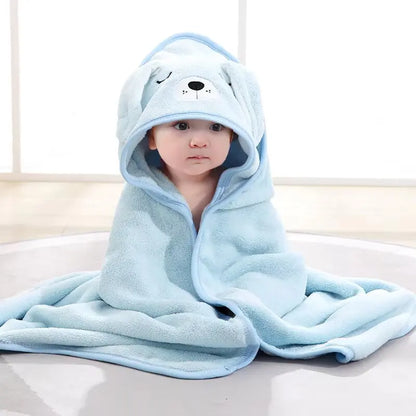 Coral Fleece  Baby Hooded Absorbent Bath Towel