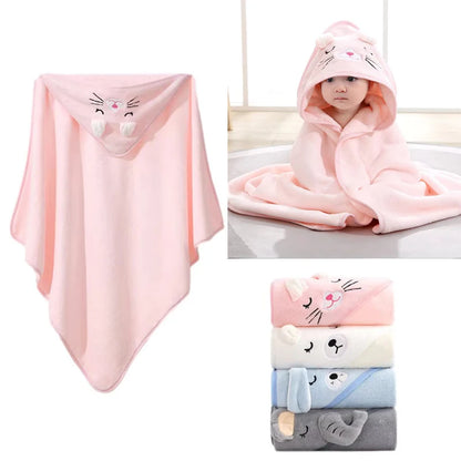 Coral Fleece  Baby Hooded Absorbent Bath Towel