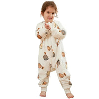 Cartoon Flannel Baby Sleeping Bag with Sleeves