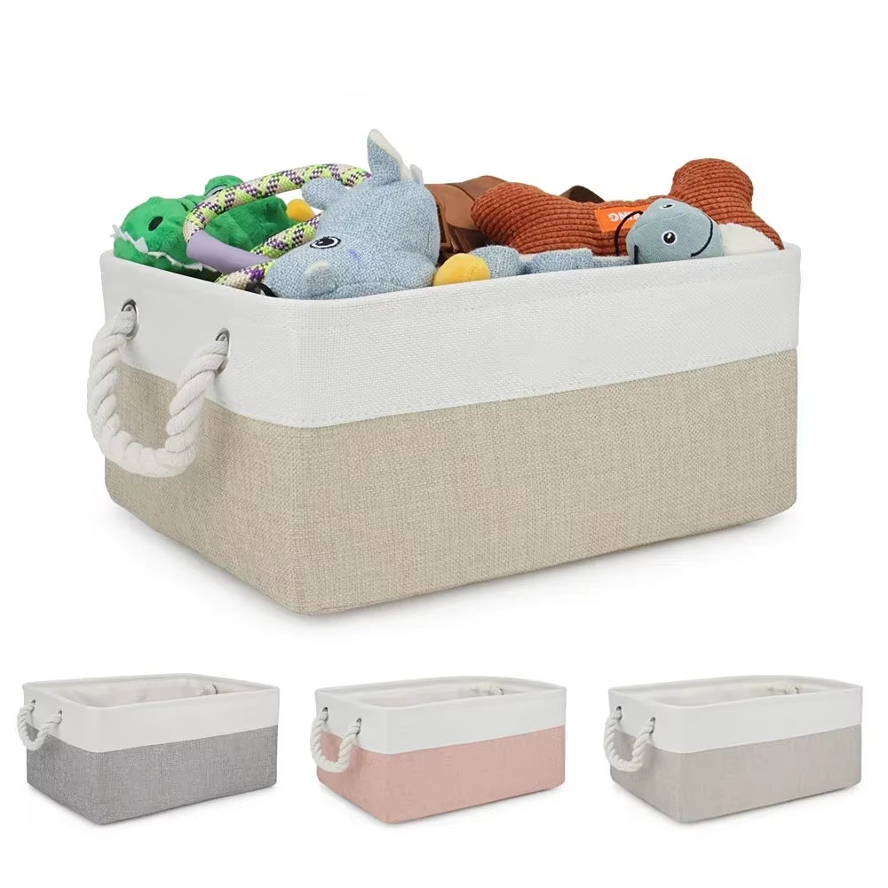Foldable Multifunctional Linen Storage Basket with Handles