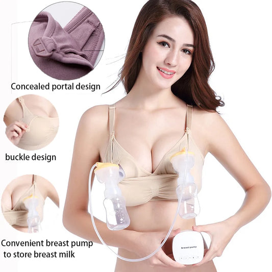 Hands-Free Pumping Nursing Bra – Seamless Maternity Breastfeeding Support Bra