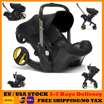 Premium 4 in 1 Convertible Foldable Baby Stroller Travel System - Stroller Bassinet Car Seat Combo