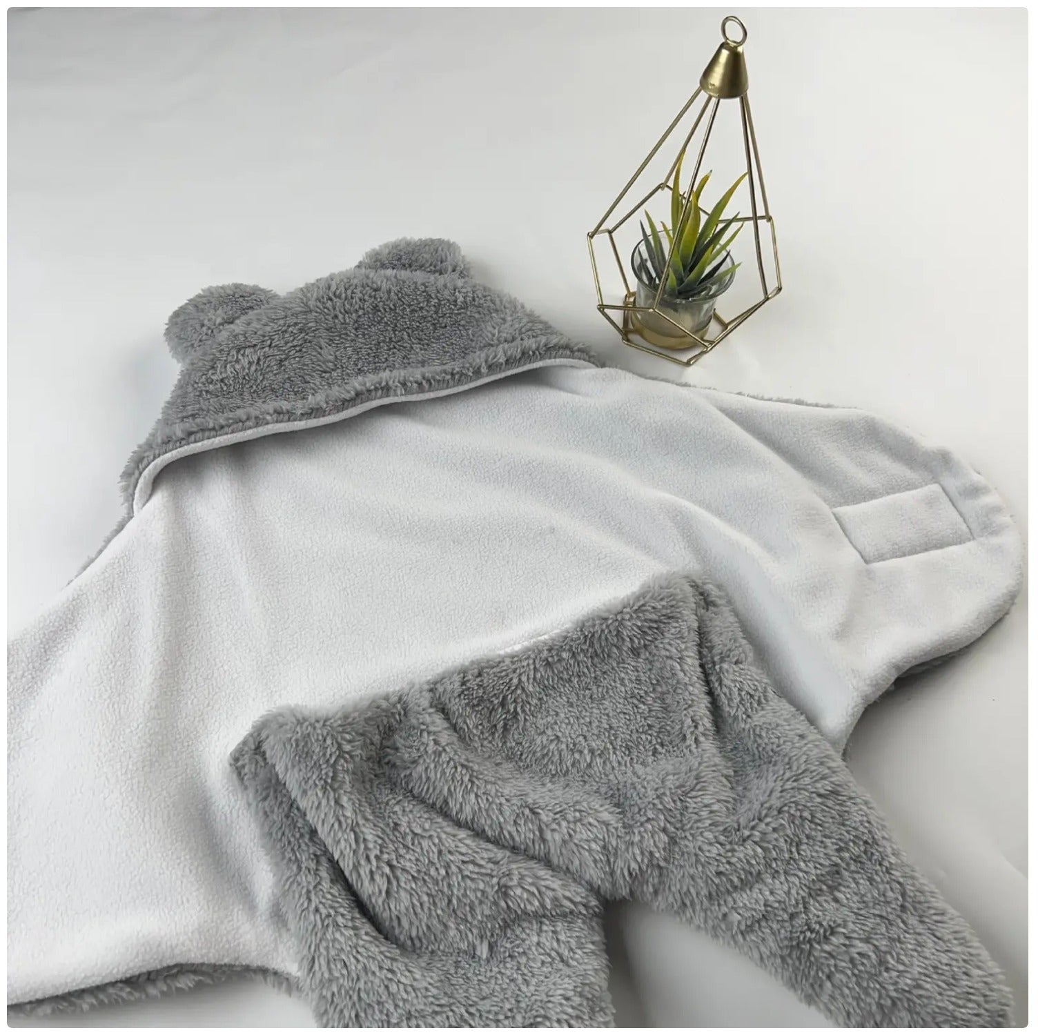 Infant Plush Bear-Hood Cozy Wrap 