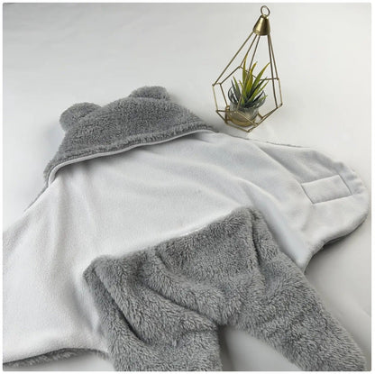 Infant Plush Bear-Hood Cozy Wrap 