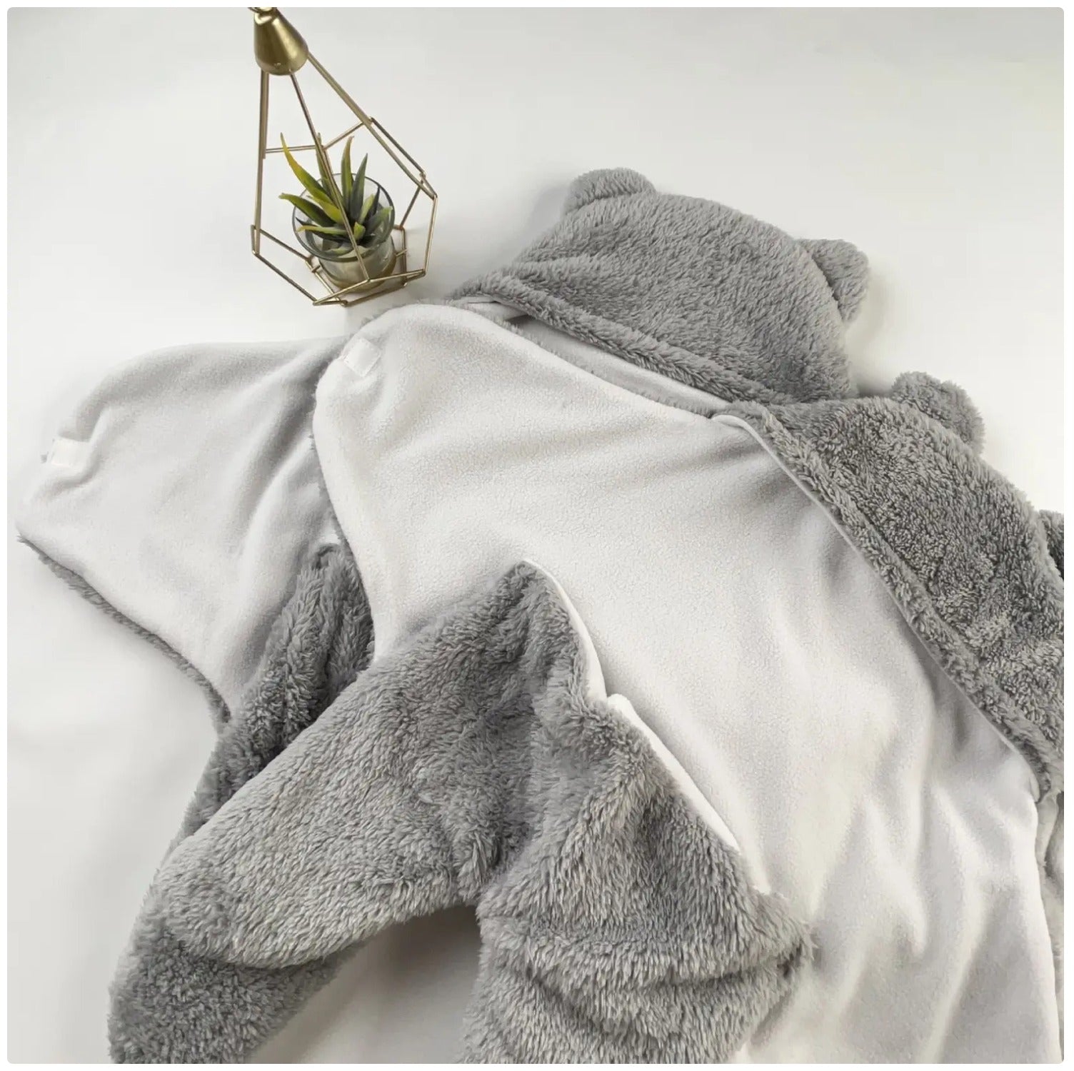 Infant Plush Bear-Hood Cozy Wrap 