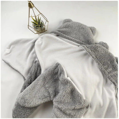 Infant Plush Bear-Hood Cozy Wrap 