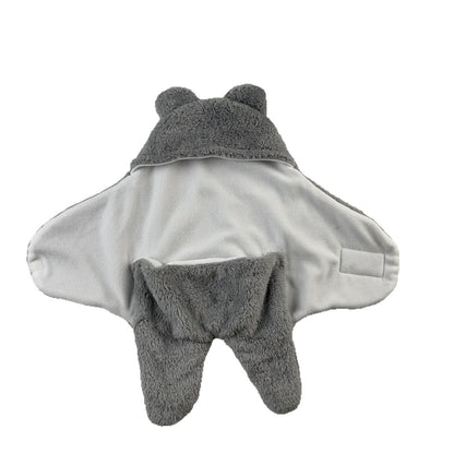 Infant Plush Bear-Hood Cozy Wrap 